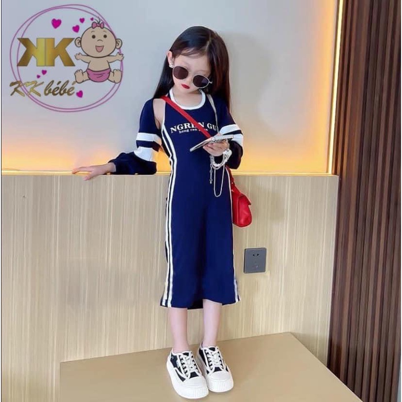 Váy body kèm khoác crop bé gái