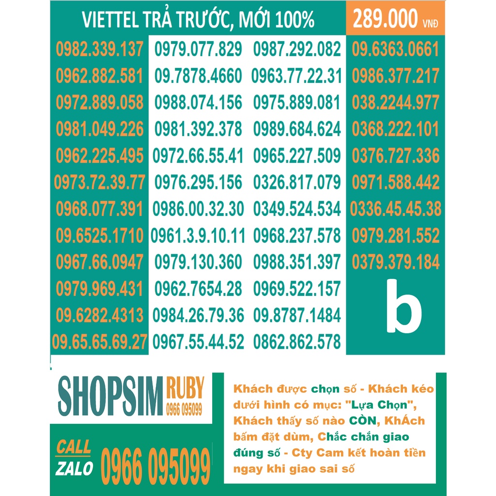 Viettel 09 đẹp - Chọn số - Sim Trả TRước, 4G, nghe gọi, Toàn quốc, Sim có những gói cước 4g hấp dẫn: V90, V120N ...