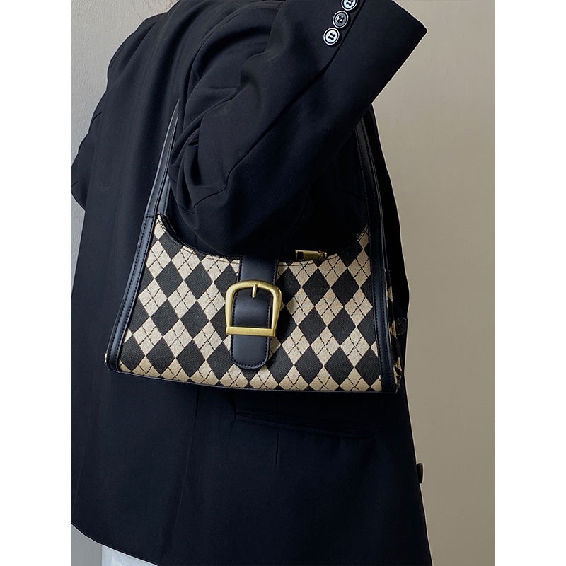 Mischa Túi canvas Đeo Vai Hình Thoi Phong Cách retro Đơn Giản Dễ Phối Đồ Cho Nữ