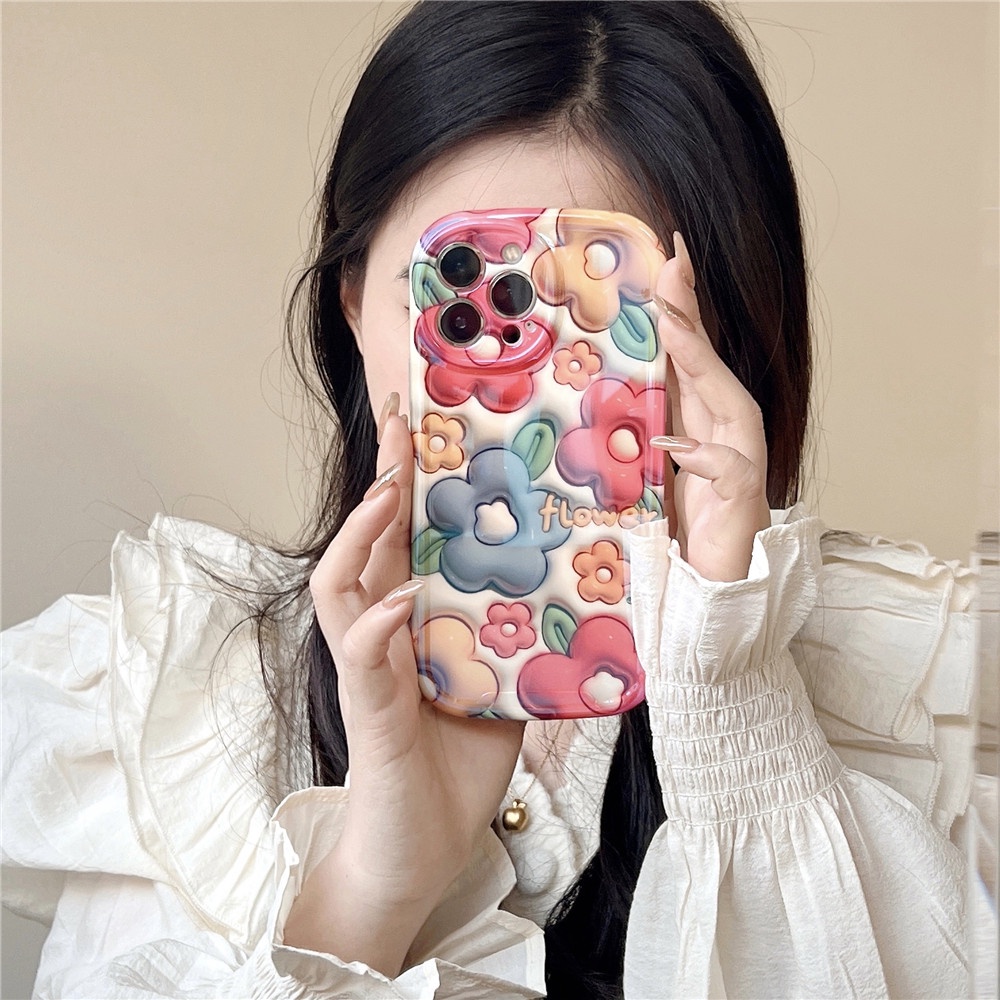 Ốp Điện Thoại Silicon Hình Thỏ Hoa 3D Cho iPhone 14 13 12 Pro MAX 11 14promax 14pro XS MAX XR X