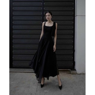 ĐẦM MAXI ĐEN DÂY BẢN NHÚN THÂN