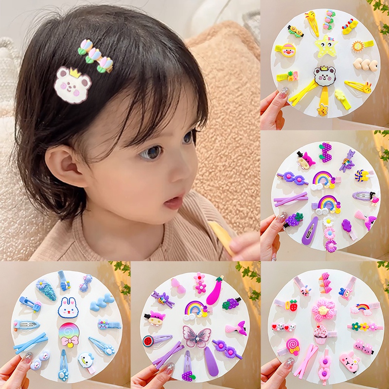 Set 14 Kẹp Tóc Hoạt Hình Phong Cách Hàn Quốc Xinh Xắn Cho Bé Gái