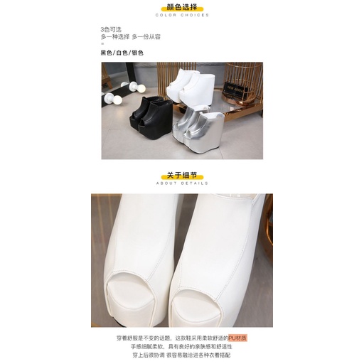 Âu mỹ sexy dép 18cm dép dày-chân đế màu trắng bạc bên trong tăng chiều cao sàn catwalk giày nữ