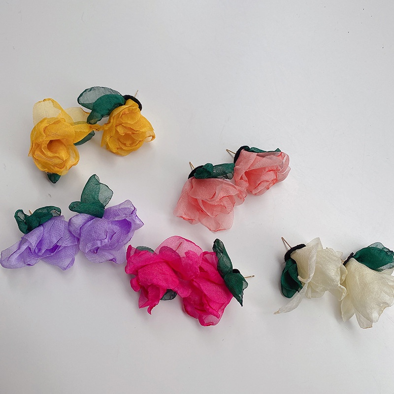 Bông Tai Hoa Vải Phong Cách Pháp Lãng Mạn