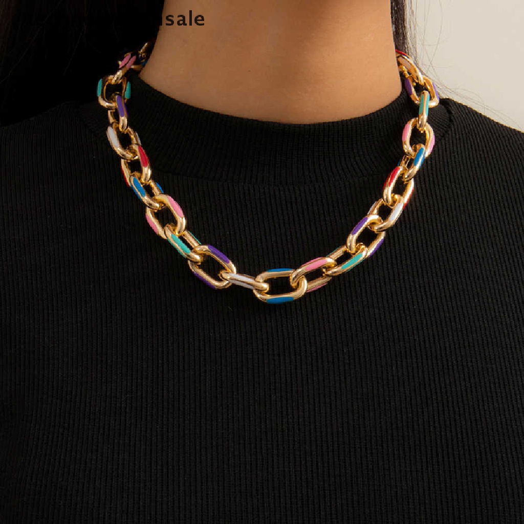 Vòng Cổ Choker Dây Xích Nhôm Sơn Màu Sắc Cho Nữ Giới