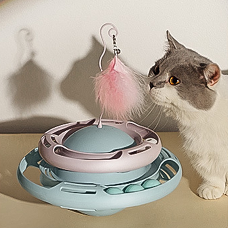 Elsabell. Đồ Chơi Tháp Banh Cho Mèo Bàn xoay cho mèo Đồ chơi tương tác vui nhộn Lông vũ Hình tròn Mèo con