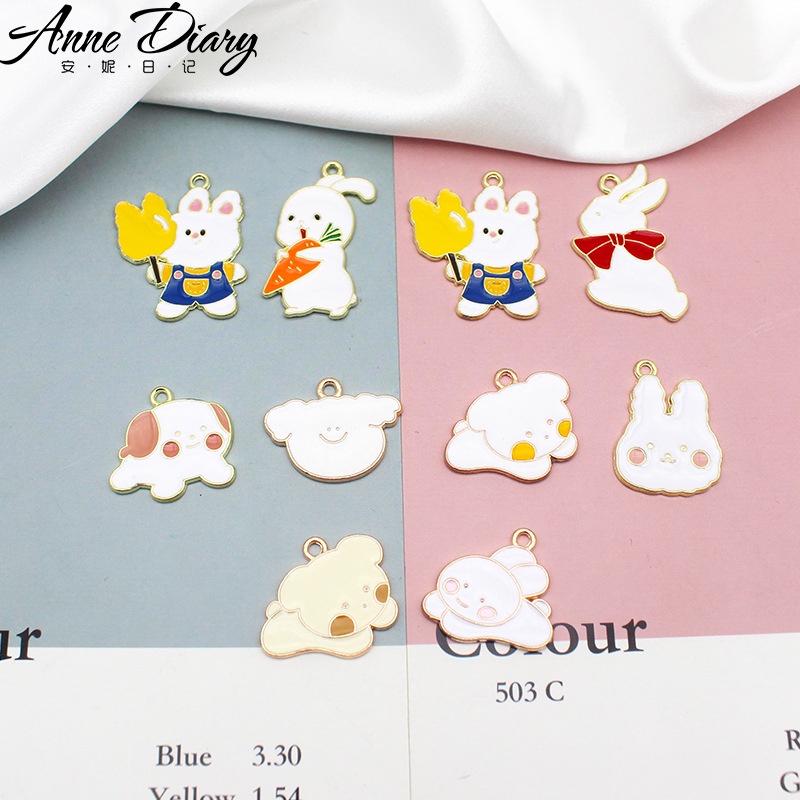 2 cái / lốc bunny bông kẹo cà rốt gấu bunny hợp kim men mặt dây chuyền tự làm phụ kiện trang sức bùa cho phụ nữ, móc chìa khóa / bông tai / vòng cổ mặt dây chuyền handmade diy jewelry 163