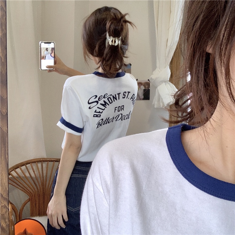 Áo thun XINLANYASHE ngắn tay in họa tiết thời trang Hàn Quốc 2023 cho nữ