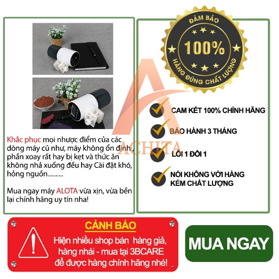 Máy cho cá ăn tự động Alota 4 chế độ hẹn giờ tự thiết lập sử dụng pin an toàn tuyệt đối- Shop Achita