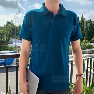 Áo thun nam Polo, áo thun nam vải cá sấu bo gân - Xanh Coban
