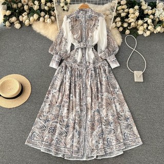 [Hàng order nhiều màu ] Đầm dáng dài cổ tròn có thắt lưng cho nữ mẫu 2