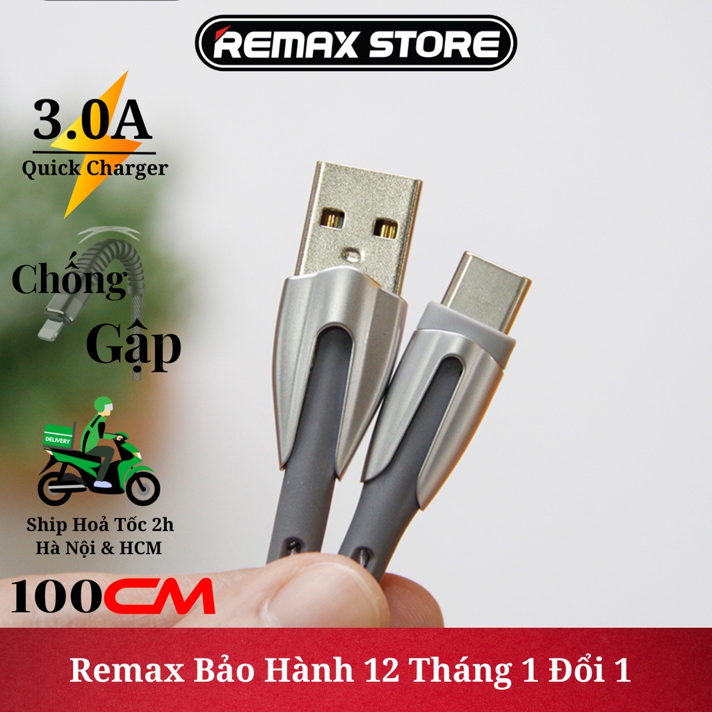 Cáp Sạc Type C Sạc Siêu Nhanh Chống Đứt Gãy, Chống Rối - Remax Việt Nam RC-162a - Remax Bảo Hành 12 Tháng