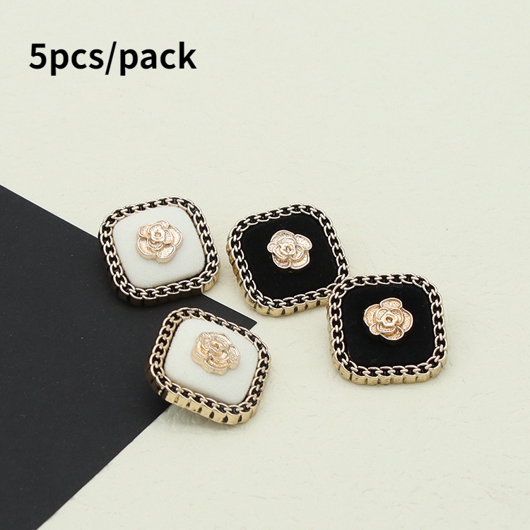 Set 5 Nút Kim Loại Vuông Màu Trắng / Đen Chuyên Dụng Cho Áo Khoác Gió