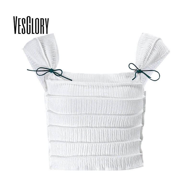 Áo sát nách VESGLORY cổ chữ U màu trơn họa tiết kẻ sọc thời trang quyến rũ cho nữ