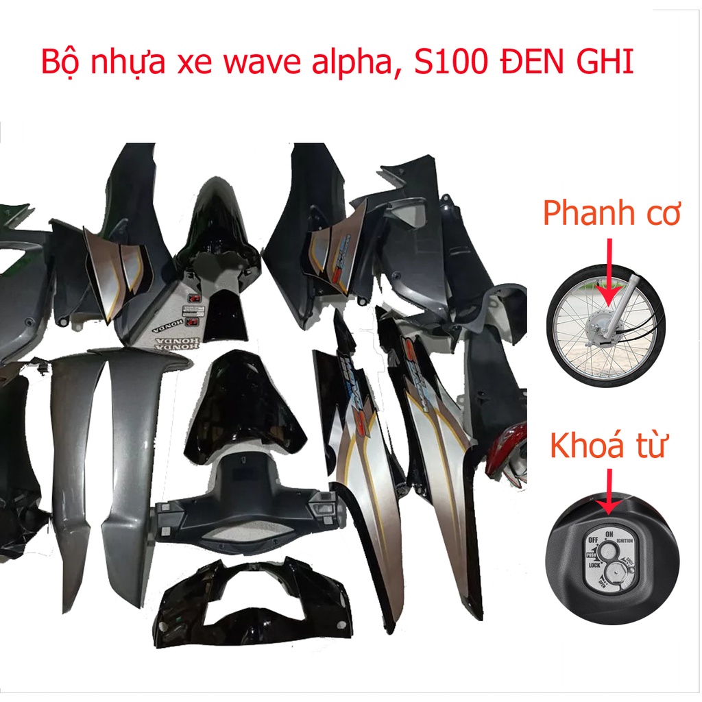 Dàn áo xe Wave RS , Alpha mới ,S100 phanh cơ-khóa từ nhựa ABS nguyên s