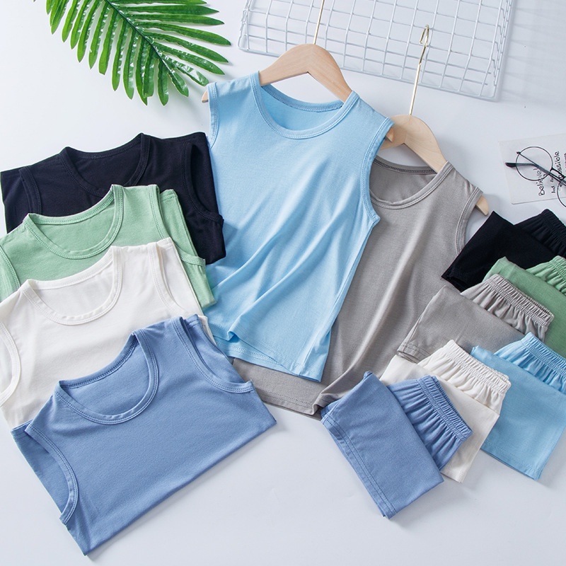 YAOEENH Bộ Đồ Ngủ Áo Sát Nách Phối Quần Short Thời Trang Mùa Hè Cho Bé 90-160cm