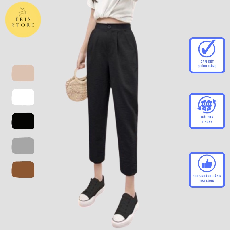 Quần Baggy đũi nữ Eris loại dày chun sau cúc khóa lửng vải đũi xước cao cấp mặc đi chơi đi học mà bigsize