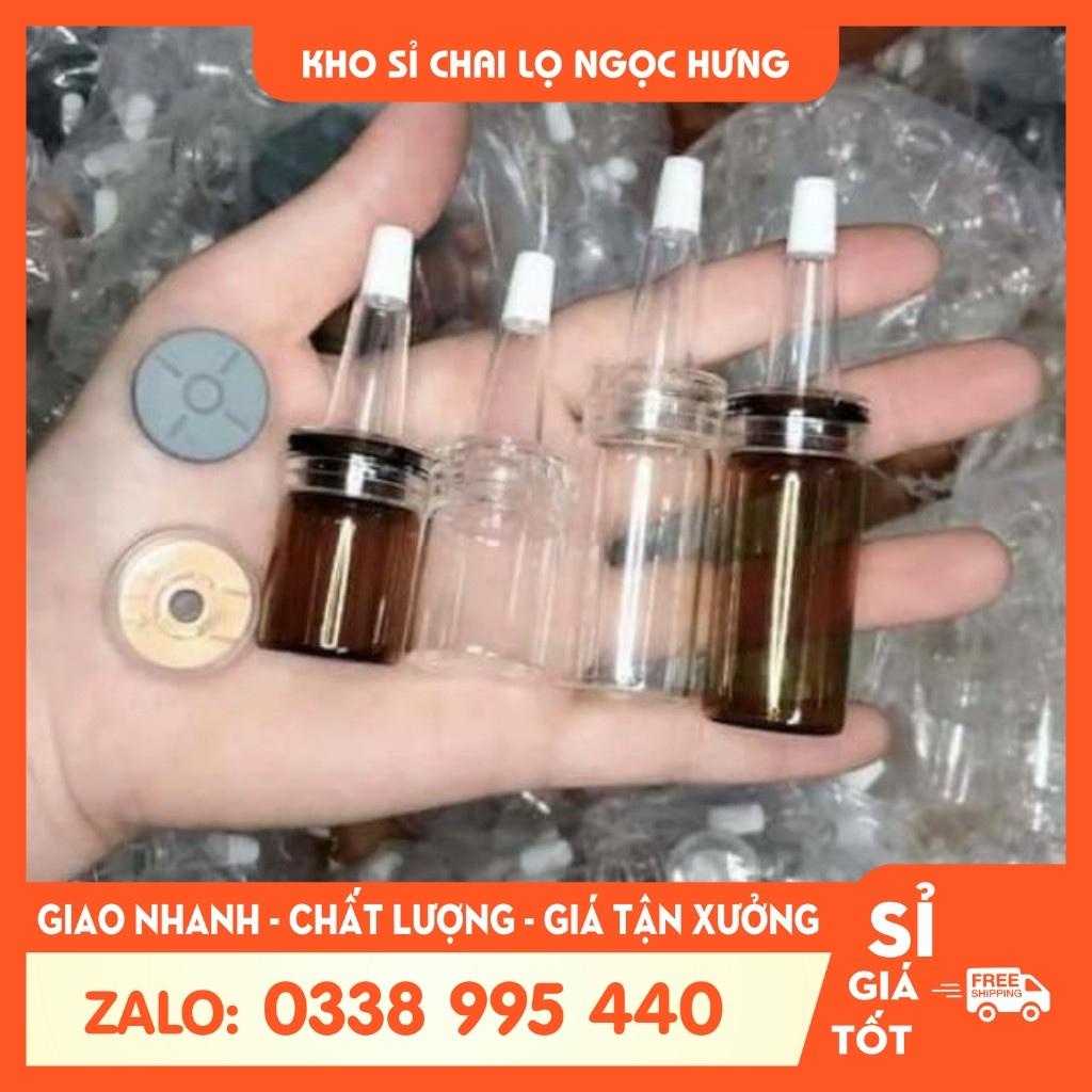 Lọ Chiết Serum 5ml/10ml Nút Nhọn - Chai Chiết Tinh Dầu Bộ 3 Nút (Nắp Nhôm + Nắp Cao Su + Nắp Nhọn) - Dụng Cụ Spa