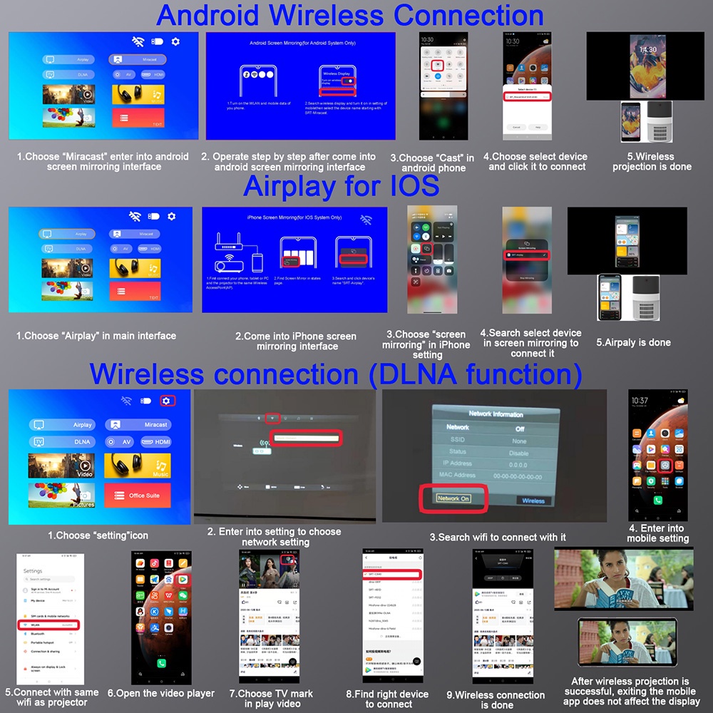 Máy Chiếu mini Yt400 Kết Nối Bluetooth Không Dây Cho Điện Thoại / Máy Chiếu