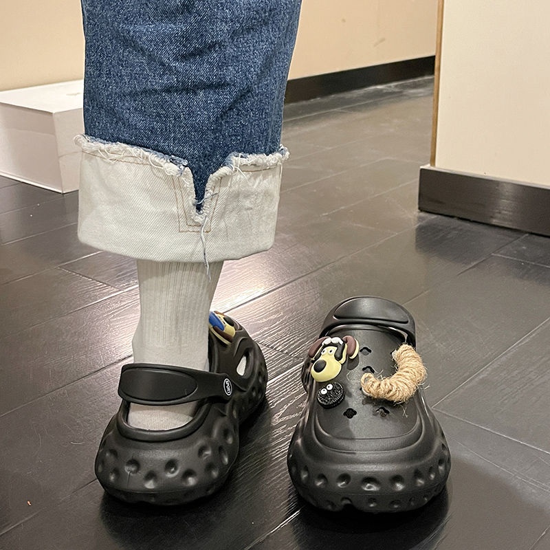 Xăng đan Đế Dày 5Cm Thoáng Khí Họa Tiết Hoạt Hình Phong Cách Hàn Quốc