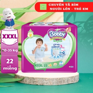 (CÓ TẶNG 6M) TÃ QUẦN BOBBY SIZE XXXL24 MIẾNG (MẪU MỚI XXXL22+6)