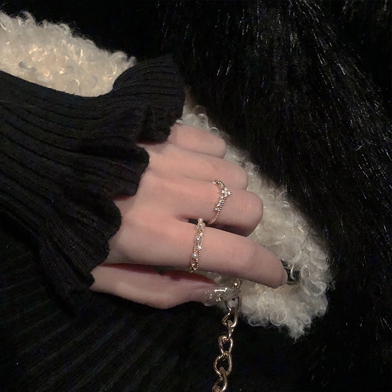 Nhẫn Hở Đính Hạt Ngọc Trai Màu Vàng Sang Trọng Cho Nữ