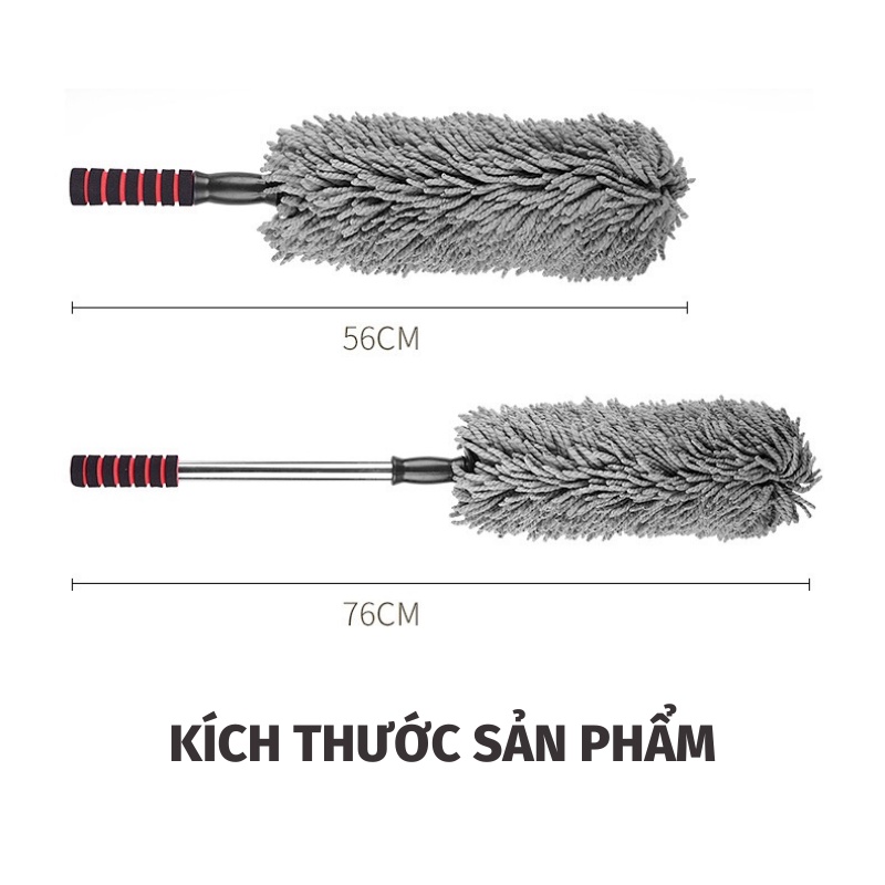 Chổi rửa xe ô tô sợi dầu chuyên dụng, chổi lau xe ô tô cán co rút tiện lợi, chổi vệ sinh ô tô sạch