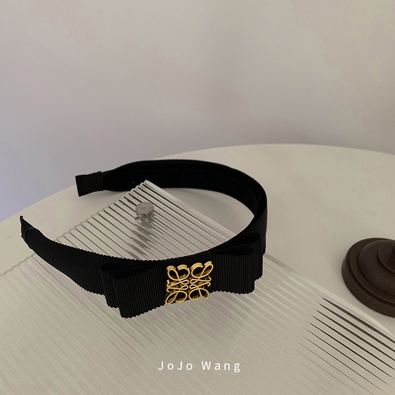 Băng Đô Cài Tóc Đính Nơ Màu Đen Thiết Kế Đơn Giản Cho Nữ