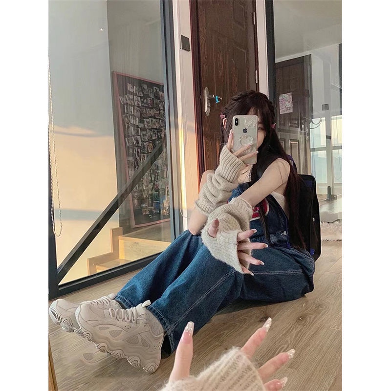 Quần Yếm Jeans Nữ Lưng Cao Ống Rộng Thêu Hoa Thời Trang Mới