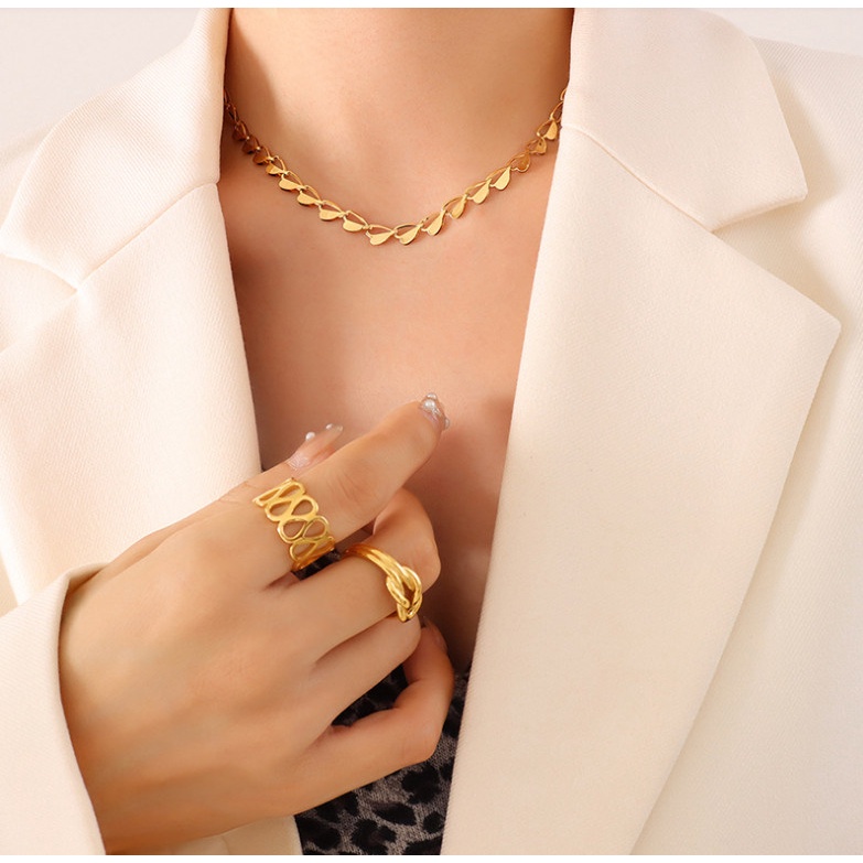 Bộ Trang Sức Dây Chuyền Hoặc Lắc Tay Hoa Văn Titan Không Han Rỉ TT4554