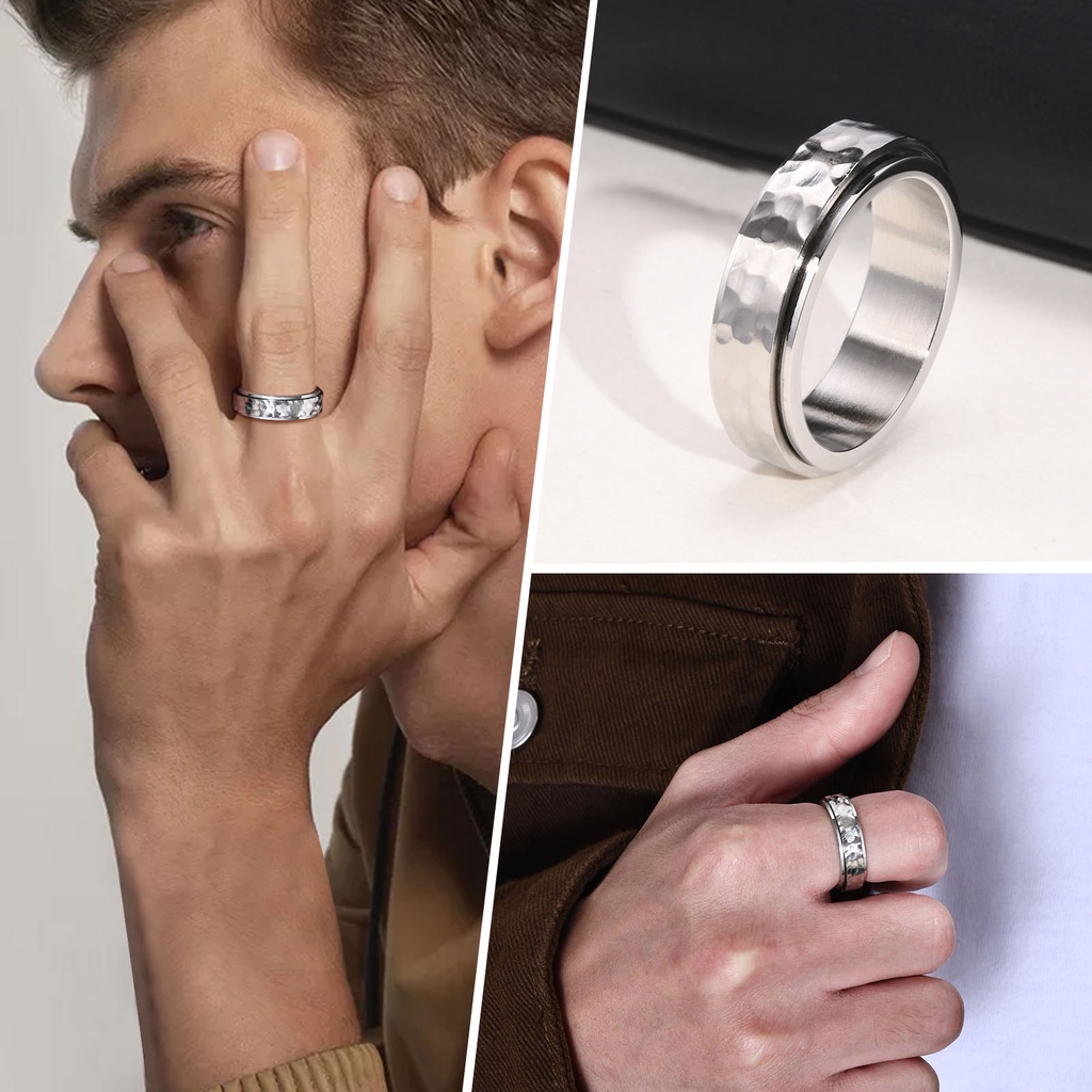 Nhẫn Cưới Thép Không Gỉ 6MM Xoay Được Thời Trang Cho Nam Và Nữ