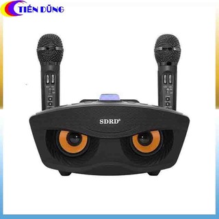 Loa karaoke bluetooth sd 306 kiểu dáng cú mèo tặng kèm 2 micro