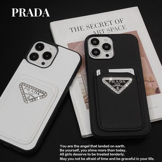 Ốp Điện Thoại Da Phối Túi Đựng Thẻ Chống Sốc Màu Trắng Đen Cho IPhone 14 Pro Max 14Plus XR X XS 11 12 13 Pro Max