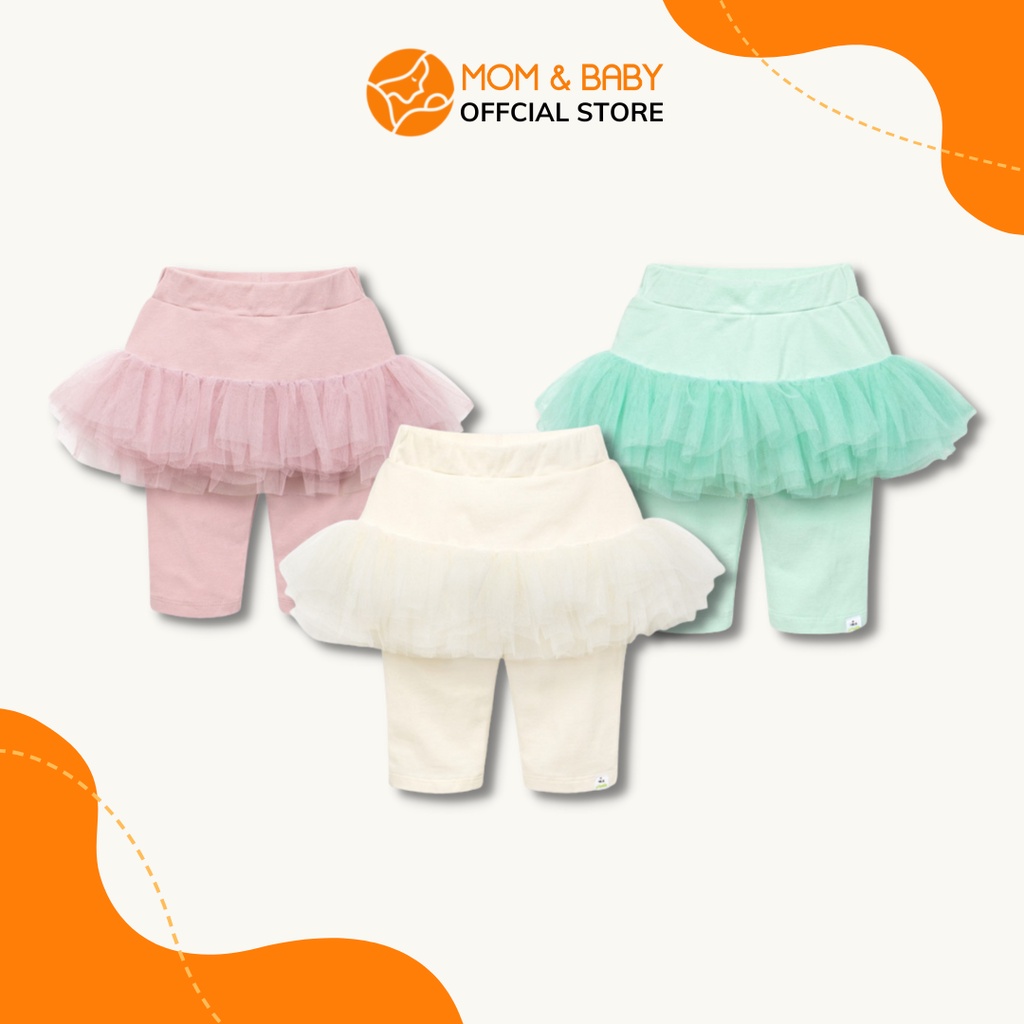 Váy quần leggings thun phối ren Pimpollo bé gái màu hồng, màu xanh và màu trắng Jlebs01 MOM & BABY