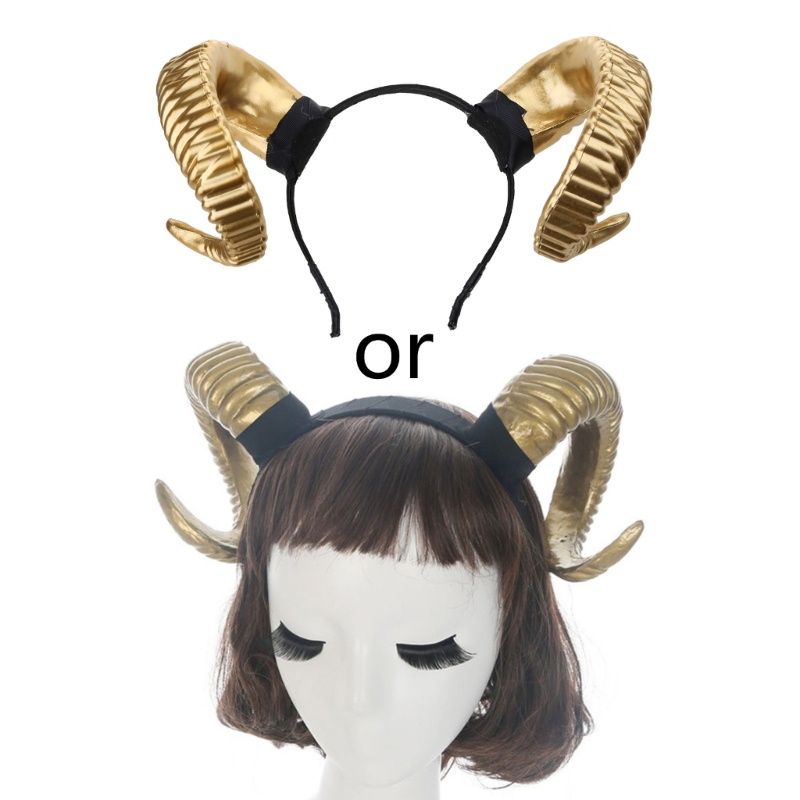 Băng Đô Hóa Trang Halloween Hình Sừng Cừu Phong Cách Gothic Cho Nữ
