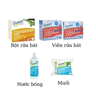 Combo Etamine: Bột (Viên) rửa chén bát+ Muối + Nước Bóng chứng nhận bởi ECOCERT Greenlife