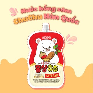 Gói lẻ nước hồng sâm chuchu vị táo lê, nước hồng sâm hàn quốc dạng gói, nước hồng sâm cho bé