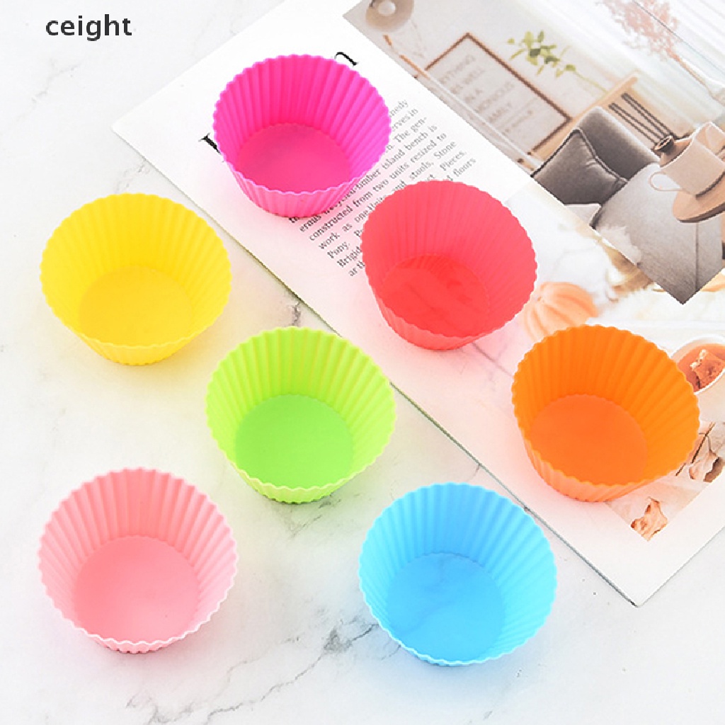 Set 7 Khuôn Silicon Làm Bánh Muffin Hình Tròn Tiện Dụng Cho Nhà Bếp