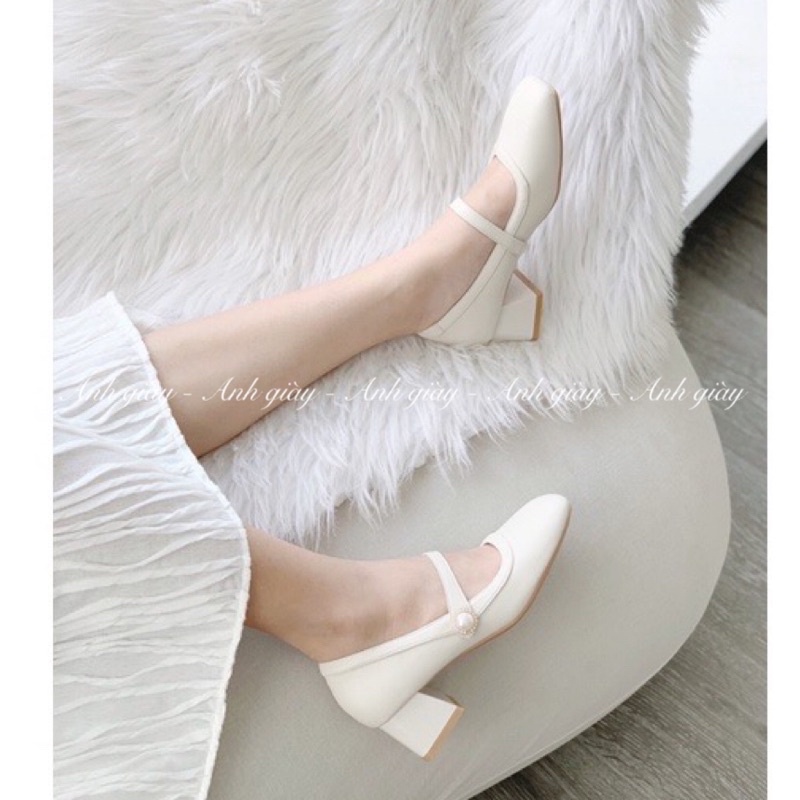 CG35 - Giày cao gót mũi vuông quai ngang gót trụ 4p hàng QCCC fullbox  mẫu mới siêu hot phù hợp đi học ,đi làm , đi chơi