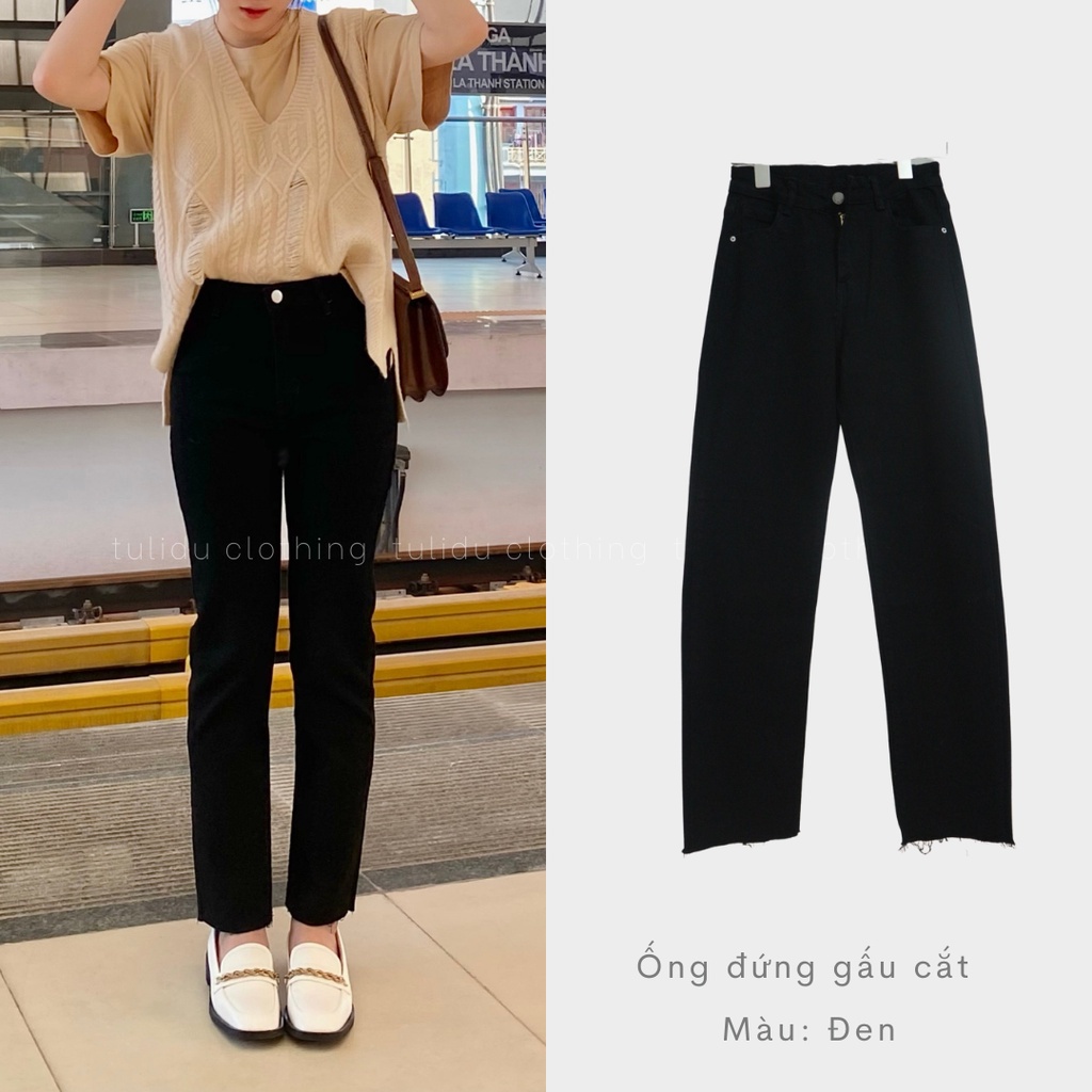 Quần Jean Ống Đứng Nữ 6 Màu Lưng Cao Co Giãn 4 Chiều Quần Ống Đứng