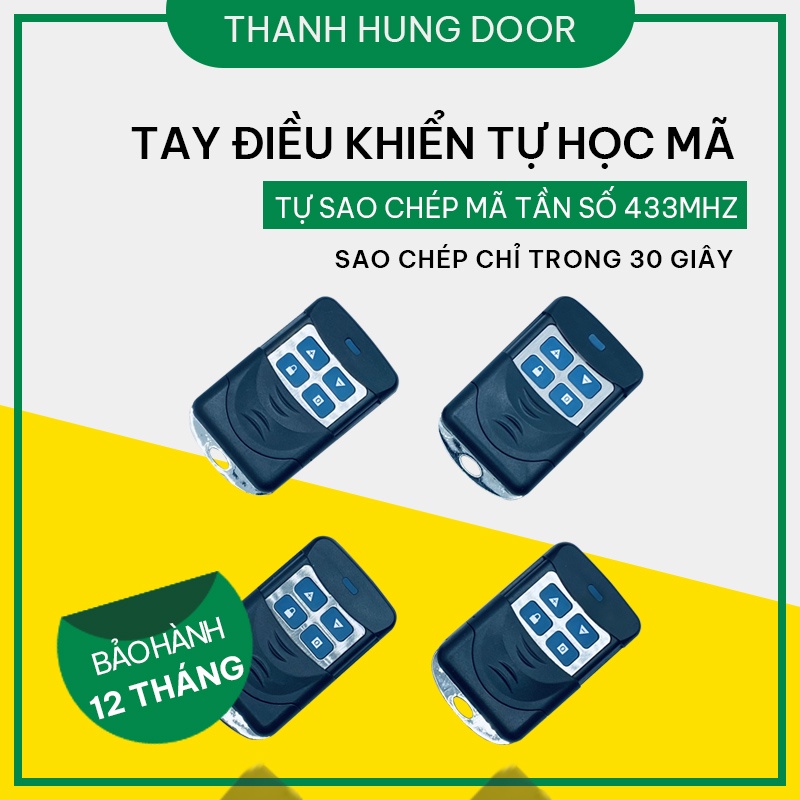 Điều Khiển Cửa Cuốn, Remote Cửa Cuốn Học Lệnh Thông Minh Làm Chìa Khoá Cho Cửa Cuốn Tự Động Mã 433mhz BH 12 Tháng