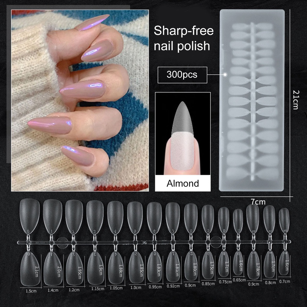 Bộ 300 Móng Tay Giả Ngắn 1mm Siêu Mỏng Không Để Lại Dấu Vết