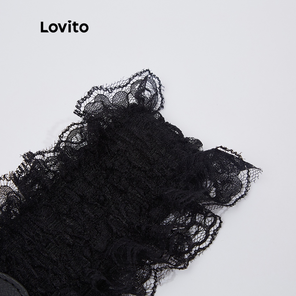 210QX Áo corset Lovito màu trơn phối dây rút cột dây qua khoen định hình cơ thể phong cách thường ngày L18X349