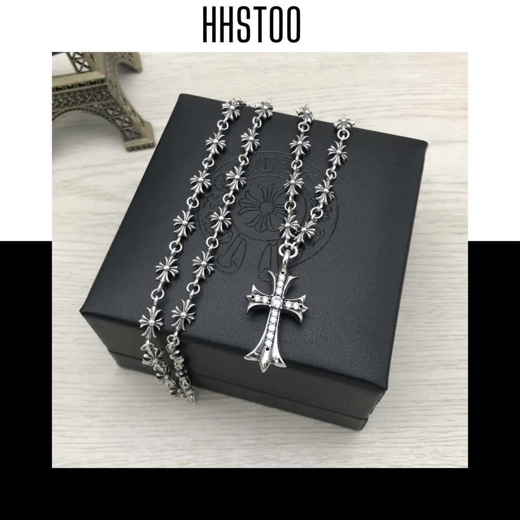 Dây chuyền, vòng cổ Chrome hearts, dây chuyền bạc, chuổi thánh giá mặt dậy chuyền đính đá, phụ kiện thời trang HHST00