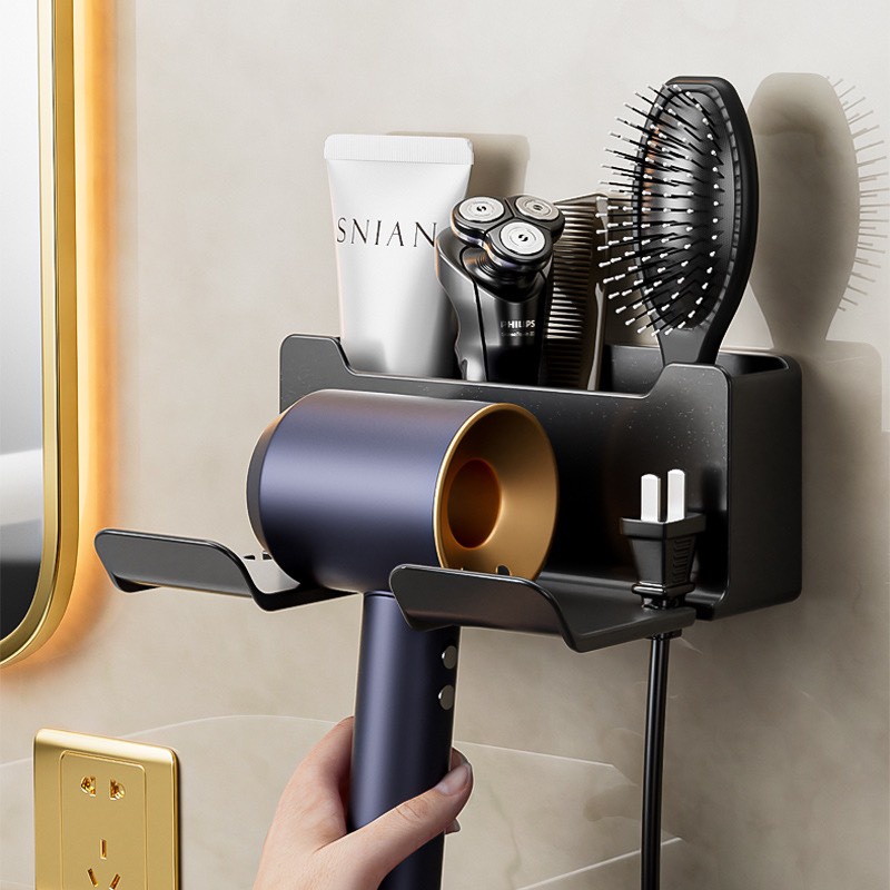 Giá treo máy sấy tóc dán tường nhà tắm, Kệ treo máy sấy, để đồ phòng tắm đa năng tiện lợi