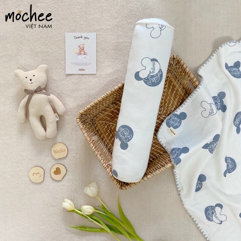 [Chính Hãng] Gối ôm xô cao cấp cho bé Muslin MOCHEE mềm mại giúp bé ngủ ngon