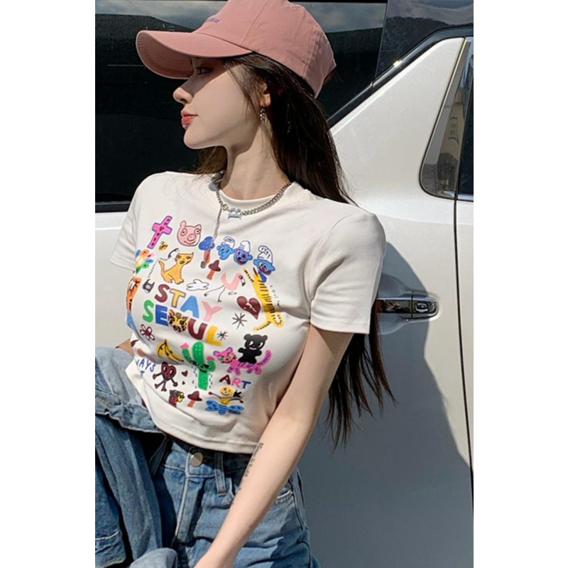 NRVP Áo Thun NgắN Tay DáNg Ôm ThờI Trang Cho Nữ