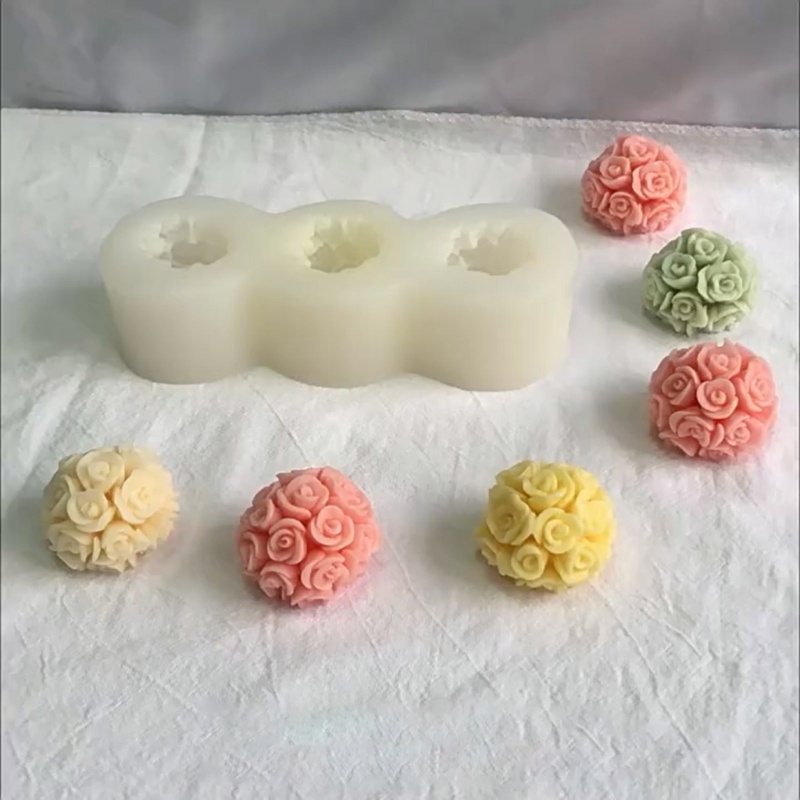 Khuôn Silicone Làm Bánh &amp; Socola 3 Ngăn Hình Hoa Hồng DIY