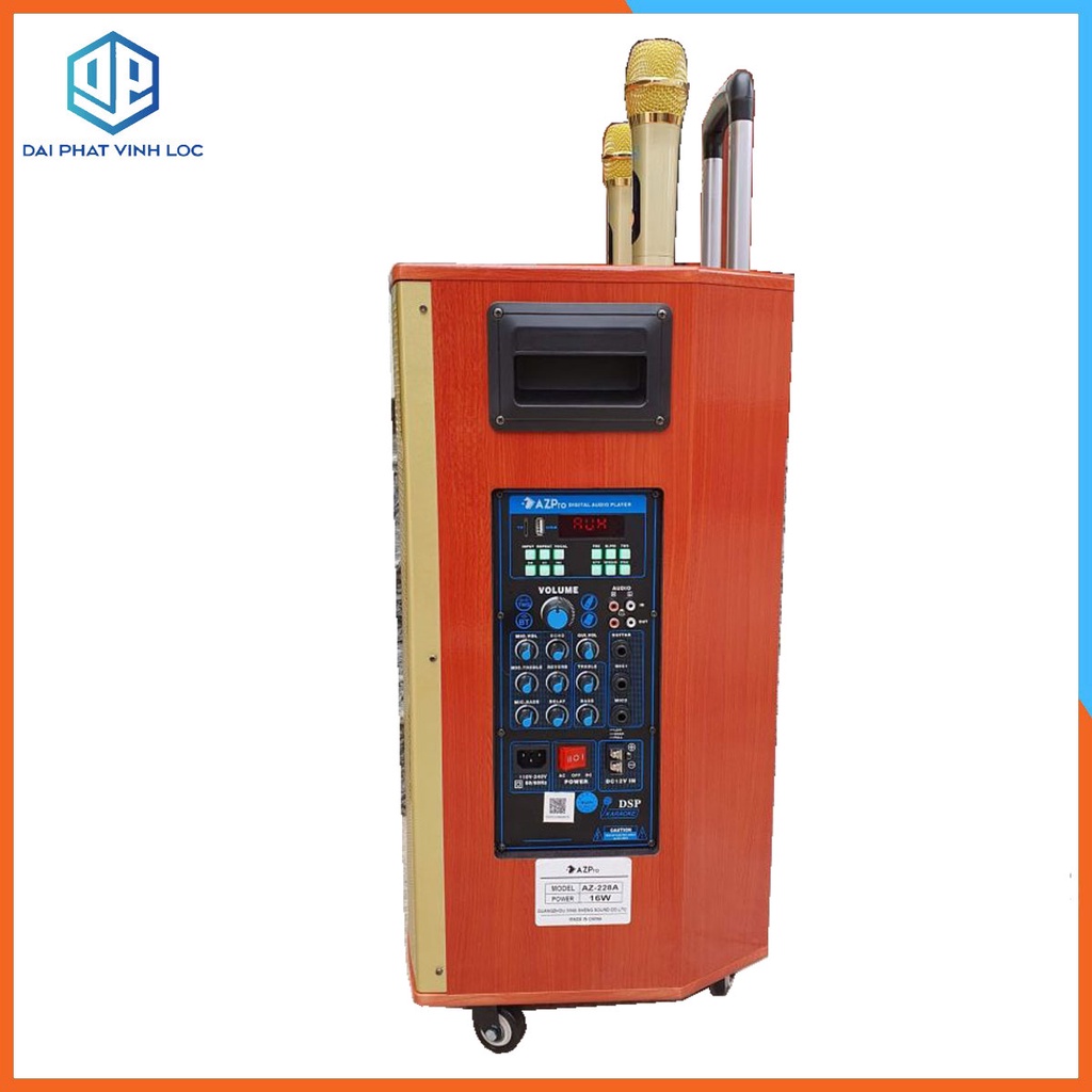 Loa Kéo Karaoke Công Suất Lớn 950W | Loa Kéo Giá Rẻ Azpro AZ-228A Bas30 | Loa Kéo Bluetooth Tặng 2 Mic không dây