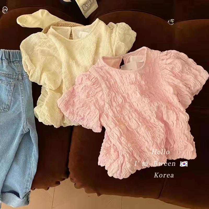 Áo Thun Cotton Mỏng Tay Ngắn Thoải Mái Thoáng Khí Phong Cách Hàn Quốc Thời Trang Mùa Hè Cho Bé Gái